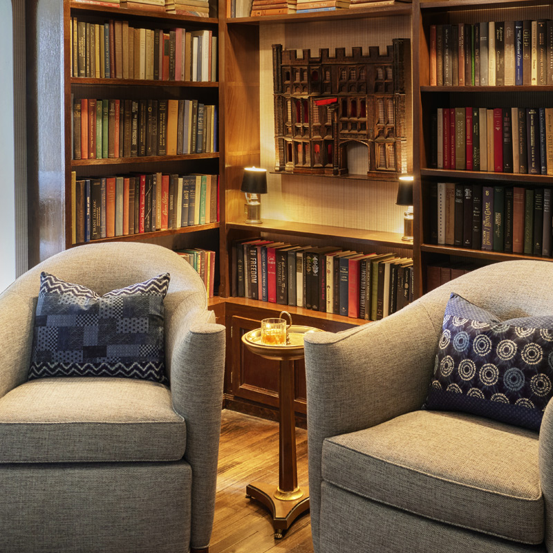 The Wickwood Inn Library with Textures Textiles