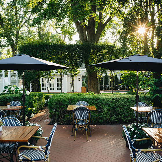 Wickwood Inn brick terrace for outdoor dining